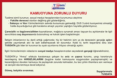 Kamuoyuna Zorunlu Duyuru!