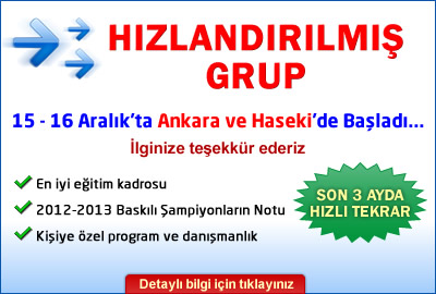 Hızlandırılmış Grup 15-16 Aralık'ta Başladı...