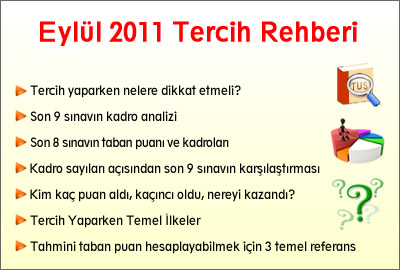 Eylül 2011 Tercih Rehberi Yayında